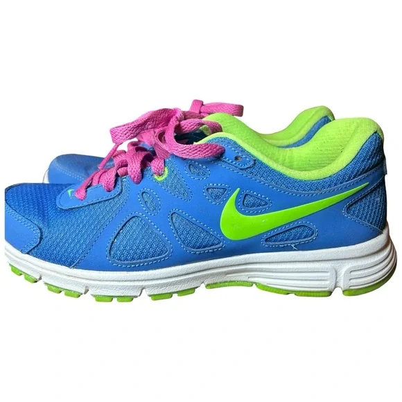 Nike Revolution 2 MSL Running Shoes – Periwinkle Blue/Lime/Pink – Women’s 6.5 - Picture 5 of 9